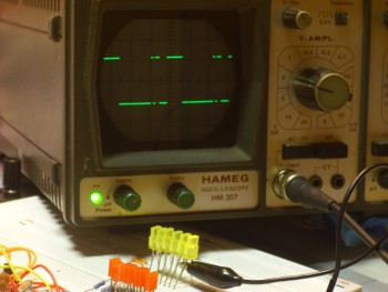 Brightness 75 on the oscilloscope